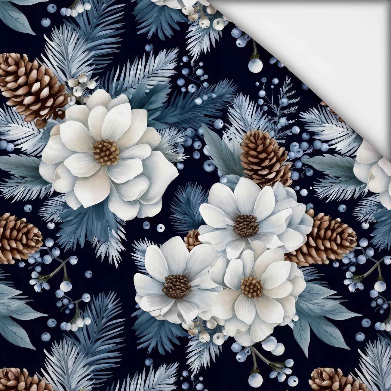 WINTER FLOWERS WZ.6 - lekka dzianina drapana