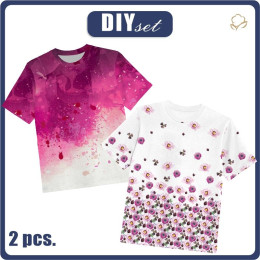 2-PACK - T-SHIRT DZIECIĘCY - KWIATY I KLEKSY - ZESTAW DO USZYCIA