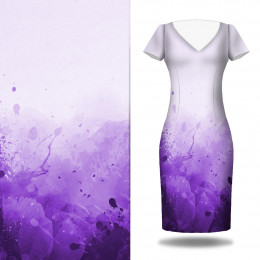 KLEKSY (fioletowy) - panel sukienkowy Len 100%