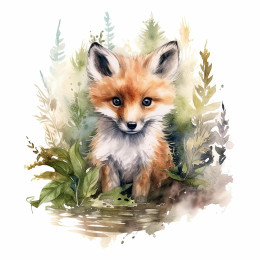 WATERCOLOR FOX - panel (75cm x 80cm)