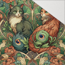 ART NOUVEAU CATS & FLOWERS WZ. 3 - Hydrofobowa dzianina drapana 