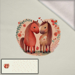 HORSES IN LOVE - panel panoramiczny dzianina drapana z elastanem ITY (60cm x 155cm)