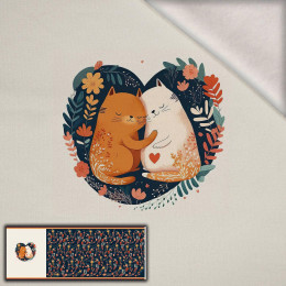 CATS IN LOVE - panel panoramiczny dzianina drapana z elastanem ITY (60cm x 155cm)