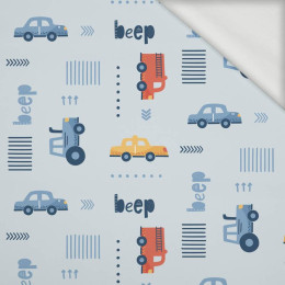 POJAZDY (BEEP) / błękitny (ADVENTURE BEGINS) - dresówka pętelkowa