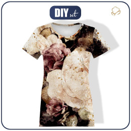 BLUZA DAMSKA (FURIA) NIETOPERZ Z KOMINEM - VINTAGE FLOWERS wz. 3 - zestaw do uszycia