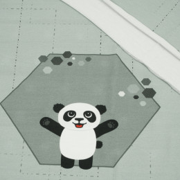 PANDA JANEK (heksagony) / szary - panel single jersey TE210