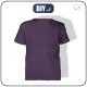 Zestaw DIY – T-shirt dziecięcy z bawełnianej dzianiny RIB JERSEY - ŚLIWKOWY 