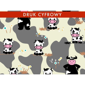 KROWY NA  BEŻU - dresówka pętelkowa 