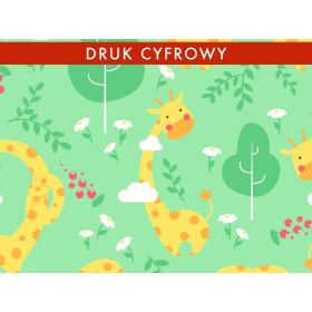 ŻYRAFY / pistacja - Jersey wiskozowy WE210