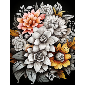BOUQUET OF FLOWERS WZ.7 - panel (60cm x 50cm)- single jersey z elastanem ITY