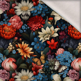 Butterfly & Flowers wz.10 - dzianina drapana z elastanem ITY