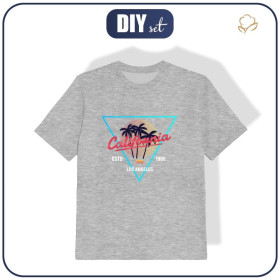 T-SHIRT DZIECIĘCY - CALIFORNIA wz. 2 / melanż jasnoszary - single jersey