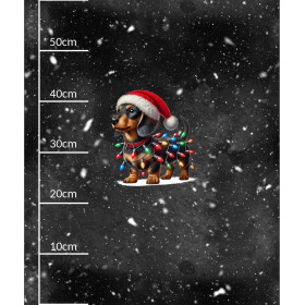 CHRISTMAS DOG wz. 3 - panel (60cm x 50cm)- single jersey z elastanem ITY