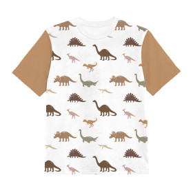 2-PACK - T-SHIRT DZIECIĘCY - BRĄZOWE DINOZAURY - ZESTAW DO USZYCIA