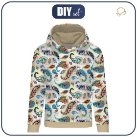BLUZA DAMSKA (POLA) CLASSIC Z KAPTUREM - BOHO PAISLEY -  dzianina pętelkowa