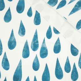 Duże krople (turkusowy) / biały  - dresówka pętelkowa