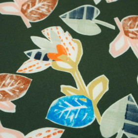 GEOMETRYCZNE KWIATY / Butelkowa zieleń - softshell