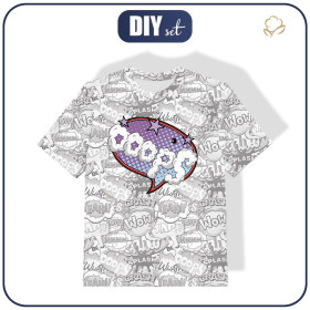 T-SHIRT DZIECIĘCY - KOMIKS / ooops (fioletowo - czerwony) - single jersey