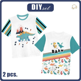 2-PACK - T-SHIRT DZIECIĘCY - MALOWANE DINOZAURY - ZESTAW DO USZYCIA