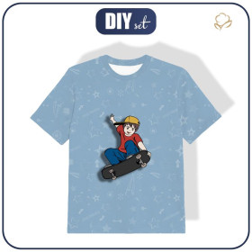 T-SHIRT DZIECIĘCY - FELIX (SKATER) / niebieski - single jersey