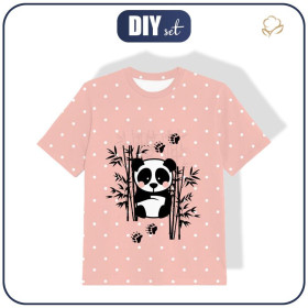 T-SHIRT DZIECIĘCY - PANDA (groszki) / różowy - single jersey