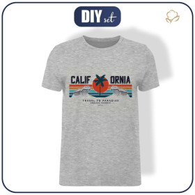 T-SHIRT MĘSKI - CALIFORNIA wz. 1 / melanż jasnoszary - single jersey M