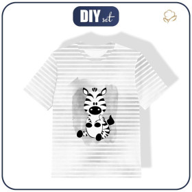 T-SHIRT DZIECIĘCY (128/134) - ZEBRA / PASKI (szary) - single jersey 