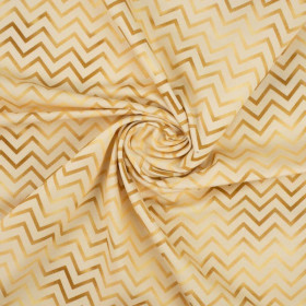 ZŁOTE ZYGZAKI (ZŁOTY OCEAN) / beżowy - single jersey z elastanem 