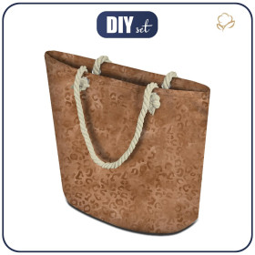 TORBA SHOPPER - CĘTKI / brązowy (PANTERY ŚNIEŻNE) - zestaw do uszycia