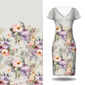 VINTAGE FLOWERS - panel sukienkowy Len 100%