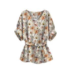 BLUZKA TYPU KIMONO - AKWARELOWE KWIATY wz. 4 - zestaw do uszycia 