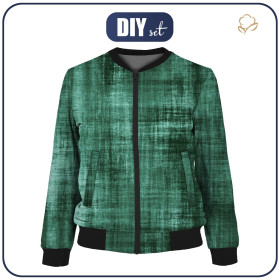 BOMBERKA DAMSKA (KAMA) - ACID WASH wz. 2 (Butelkowa zieleń) - zestaw do uszycia