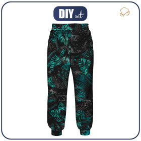 JOGGERY DAMSKIE (NOEMI) - JUNGLE ZEBRA / MONSTERA - zestaw do uszycia