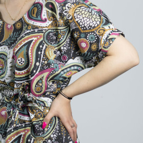 BLUZKA TYPU KIMONO - AKWARELOWE KWIATY wz. 4 - zestaw do uszycia 