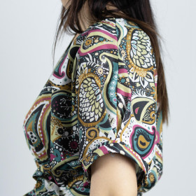 BLUZKA TYPU KIMONO - AKWARELOWE KWIATY wz. 4 - zestaw do uszycia 