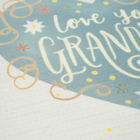 Love you Grandma/ stokrotki i gwiazdki- panel tkanina bawełniana (50cmx75cm)
