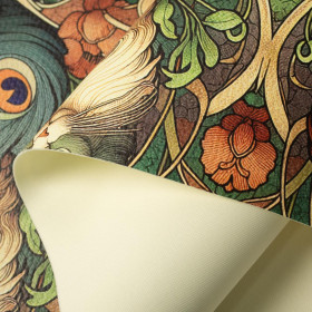 ART NOUVEAU CATS & FLOWERS WZ. 3 - gruba ekoskóra tłoczona