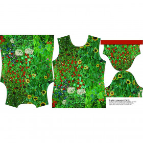 T-SHIRT DAMSKI - FARM GARDEN WITH SUNFLOWERS (Gustav Klimt) - zestaw do uszycia