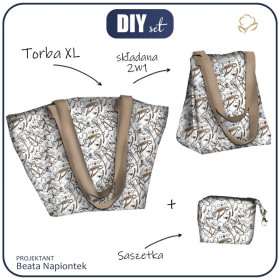 Torba XL z saszetką 2 w 1 - JEŹDZIECTWO (HOBBY I ZAWODY) / biały - zestaw do uszycia