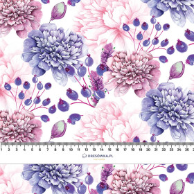 FIOLETOWE PIWONIE (NA ŁĄCE) - lekka dzianina drapana