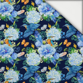 MINI ZIMORODKI I BZY (ZIMORODKI NA ŁĄCE) / navy - lekka dzianina drapana