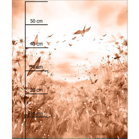 MAGIC MEADOW WZ. 10 / peach fuzz - PANEL (60cm x 50cm) tkanina bawełniana