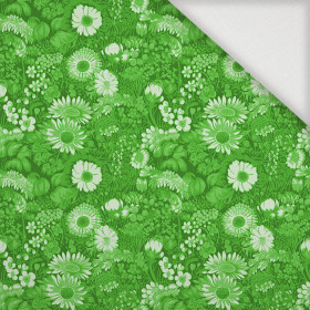 LIME GREEN / FLOWERS - Tkanina na obrusy