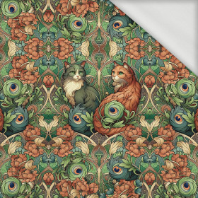 ART NOUVEAU CATS & FLOWERS WZ. 3 - panel (60cm x 50cm) dzianina pętelkowa