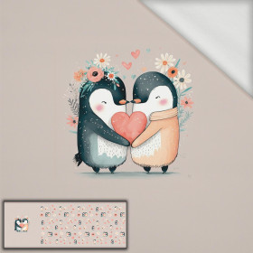 PENGUINS IN LOVE - panel panoramiczny dzianina pętelkowa (60cm x 155cm)