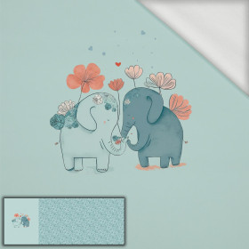 ELEPHANTS IN LOVE - panel panoramiczny dzianina pętelkowa (60cm x 155cm)