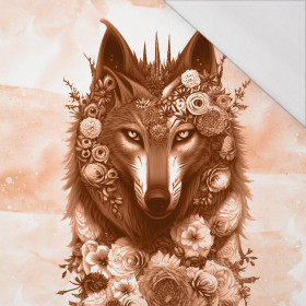 FANTASY WOLF / peach fuzz - panel (75cm x 80cm) SINGLE JERSEY