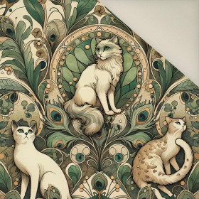 ART NOUVEAU CATS & FLOWERS WZ. 1- Welur tapicerski