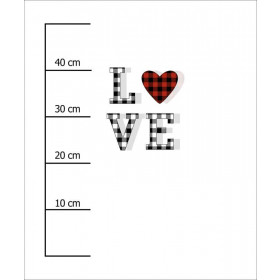 LOVE / serce vichy (BE MY VALENTINE) - panel dzianina pętelkowa 50cm x 60cm