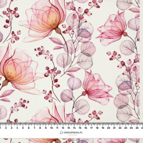 KWIATY wz. 4 (różowy)- Welur tapicerski
